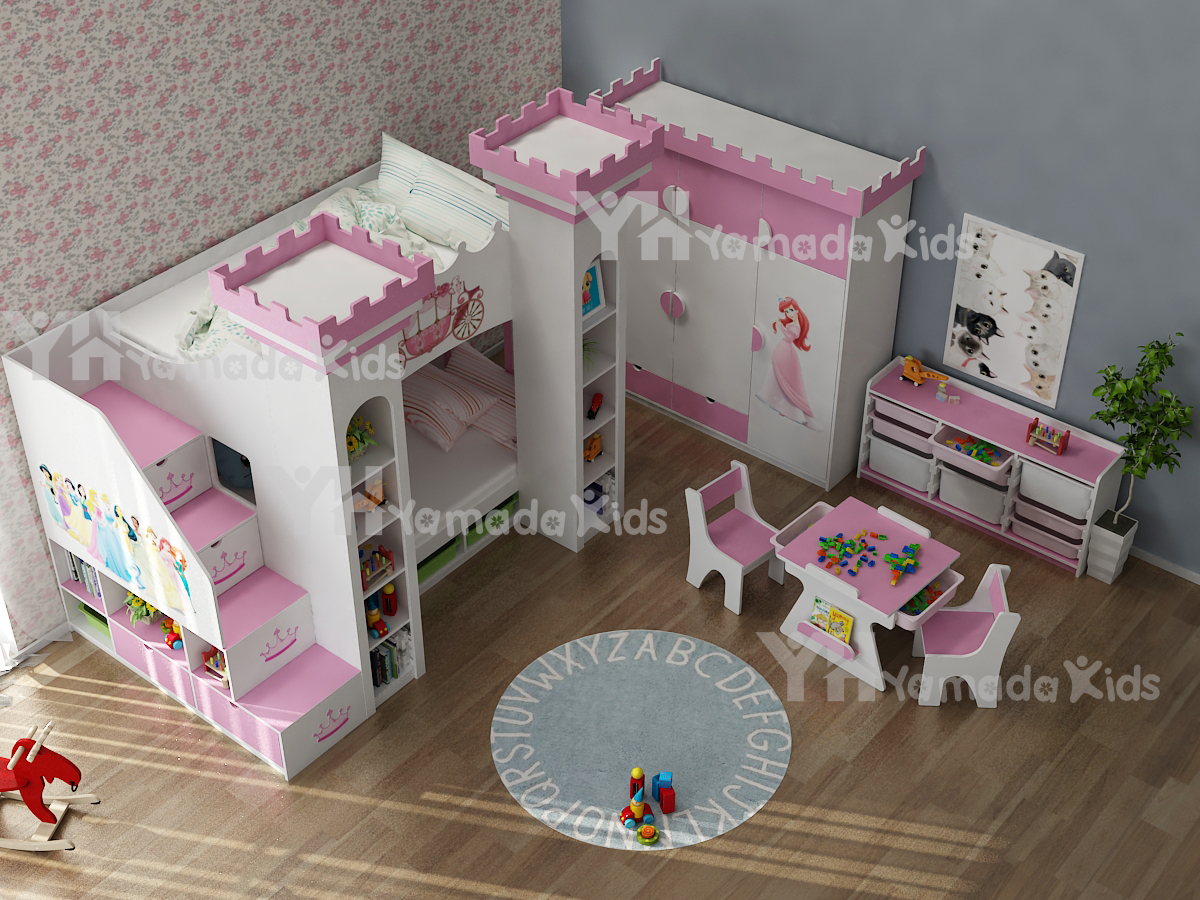 Set phòng công chúa đáng yêu dành cho bé gái